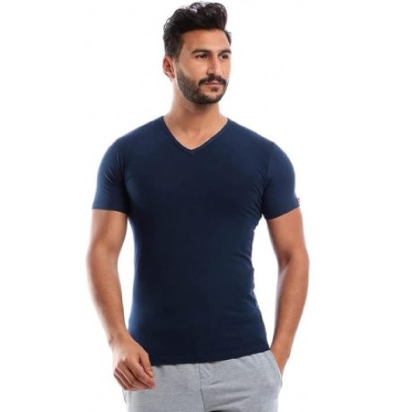 تيشيرت داخلي نص كم قطن ستريتش قبة في من قطونيل للرجال لون كحلي- Cottonil Cotton Stretch Half Sleeve V- Navy